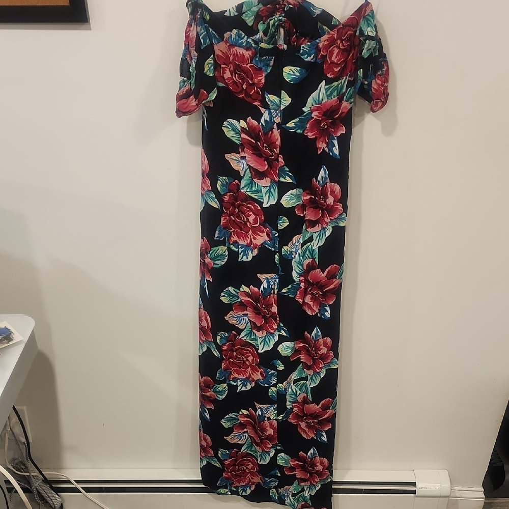 Guess Rosalyn Floral Flutter Sleeve Halter High Slit Maxi Dress - Picture 4 of 4
